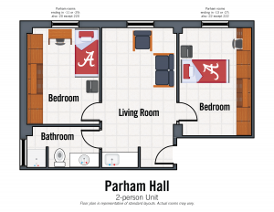 Parham 2 person suite. Bedroom details in specifications section on Parham page.